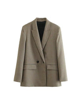 Carregar imagem no visualizador da galeria, Blazer Feminino Xadrez Oversized - Tendência Outono/Inverno