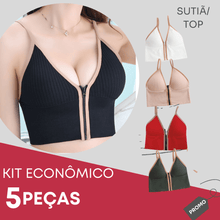 Carregar imagem no visualizador da galeria, Sutiã/Top com fechamento frontal - Kit com 5 peças (Oferta Relâmpago - SÓ HOJE) - Sociedade Global