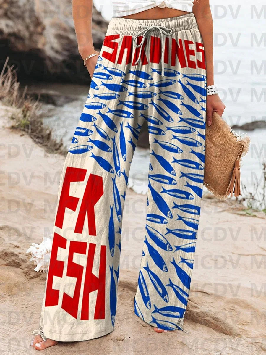 Calça Feminina estilo Hawaiian - Modelo Sardines Art