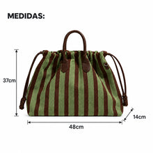 Carregar imagem no visualizador da galeria, Bolsa Maxi Listrada — Estilo, Espaço e Versatilidade - Modelo Ibiza
