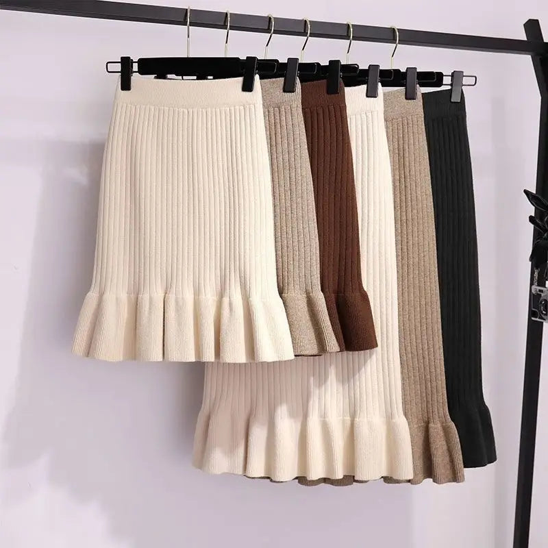 Saia em Malha Midi ou Longa c/ Babados - Modelo Furla