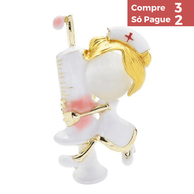 Broche esmaltado Enfermeira com Seringa - Sociedade Global