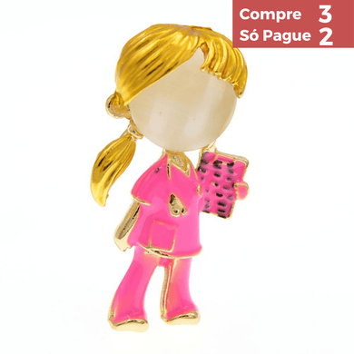 Broche esmaltado Profissional da saúde Loura roupa Rosa ou Azul - Sociedade Global